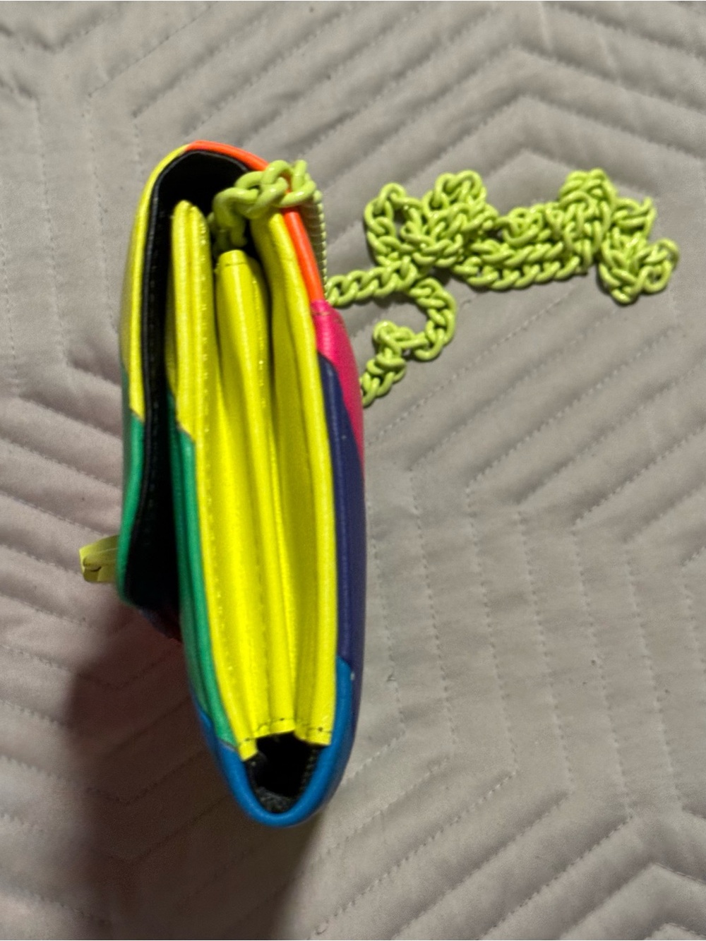 Kurt Geiger London Brixton Neon Rainbow Chain Wallet NWOT - Picture 5 of 9
